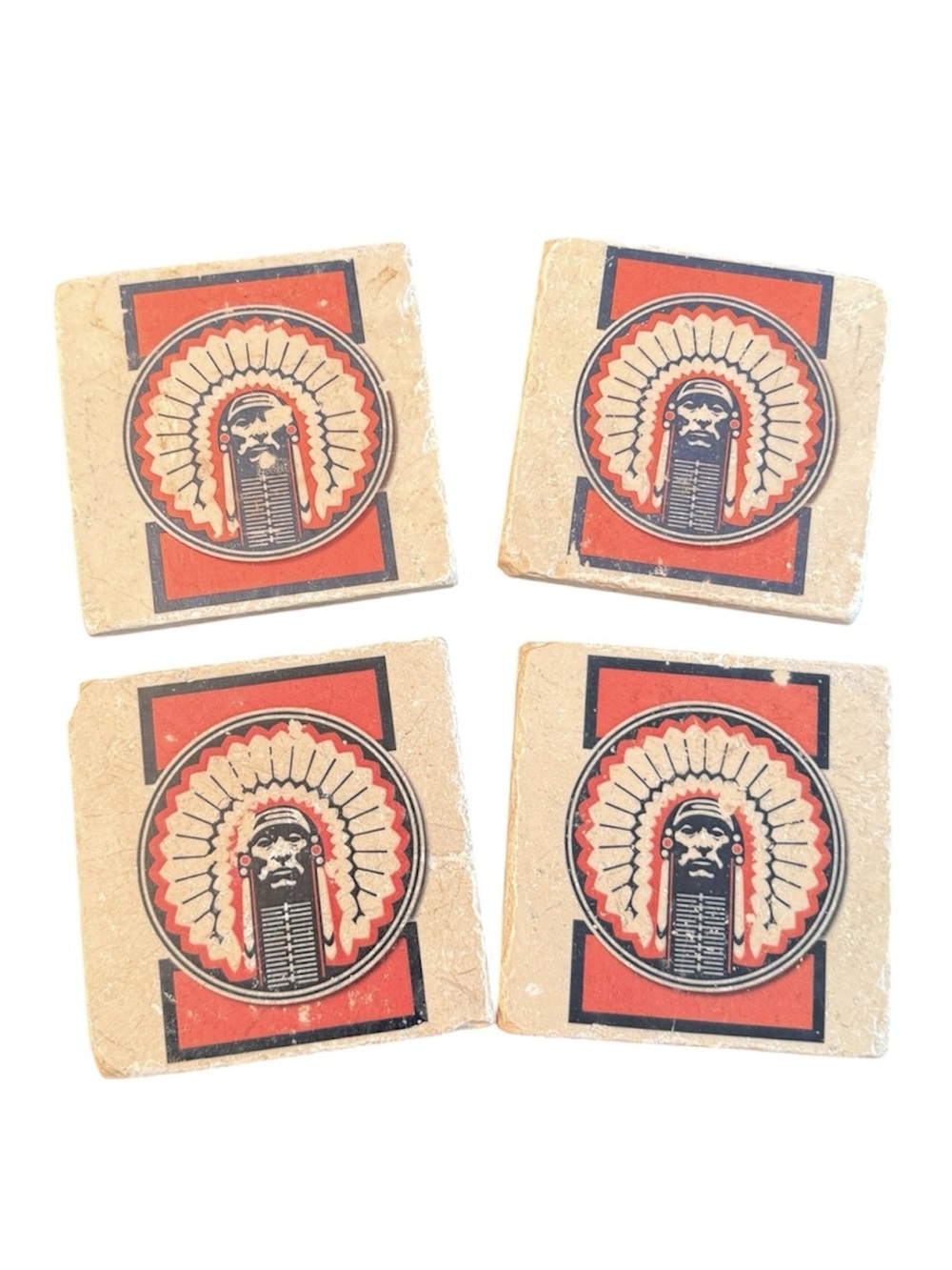 Illini Stone Coasters Set of (4) Fighting Illini Drink Coasters U of I Illinois